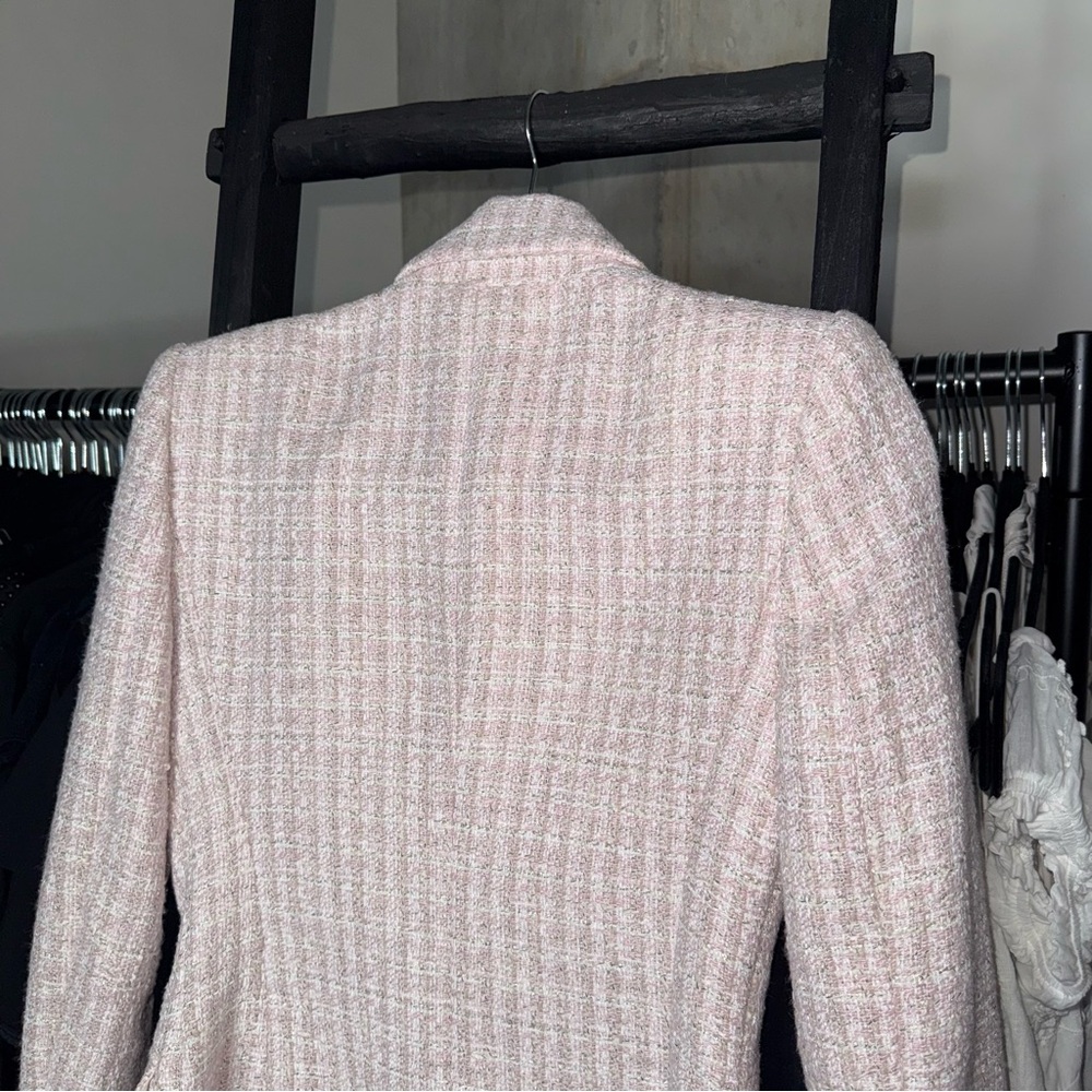 ZARA Pink Tweed Double-Breasted Blazer Jacket - Picture 11 of 17